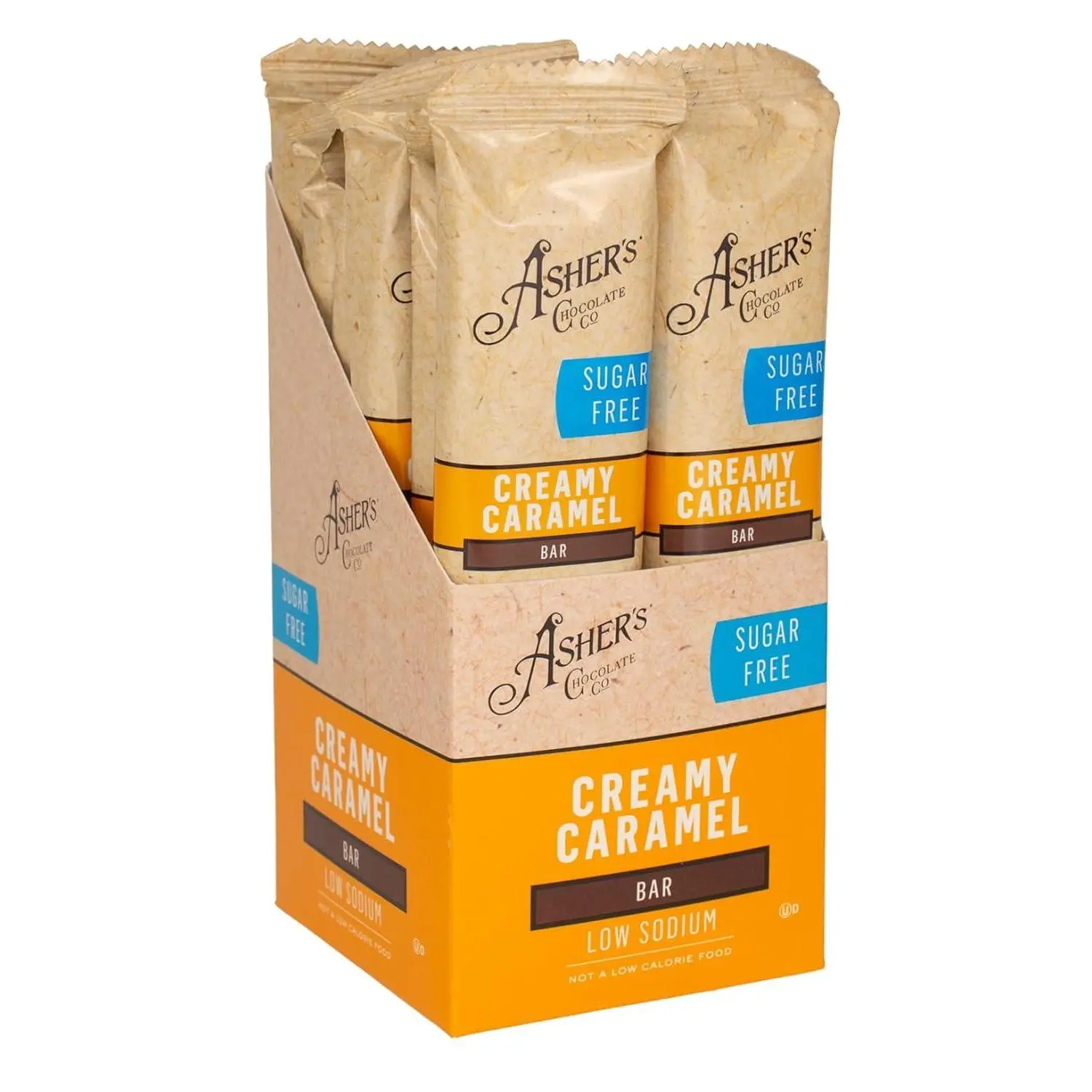 Ashers Sugar Free Creamy Caramel Chocolate Bar 1.6 oz 12 ct
