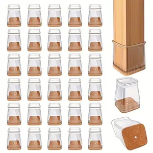 24/32 Pcs Chair Leg Floor Protectors, Scratch-Free Floor Caps for Hardwood & Tile Floors, Durable & Stylish Design, Smooth Texture Cover. Suitable for Chair Legs & Stool Legs, Modern Furniture Accessories.