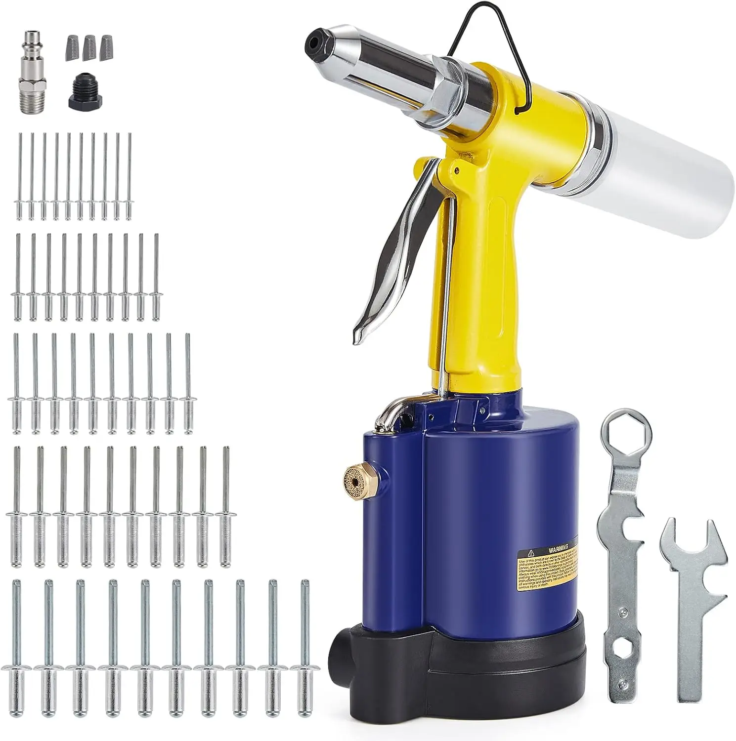 Pneumatic Tool Air Riveter - 3/32", 1/8", 5/32", 3/16" and 1/4" Capacity with 50 count Open End Blind Rivet (1)