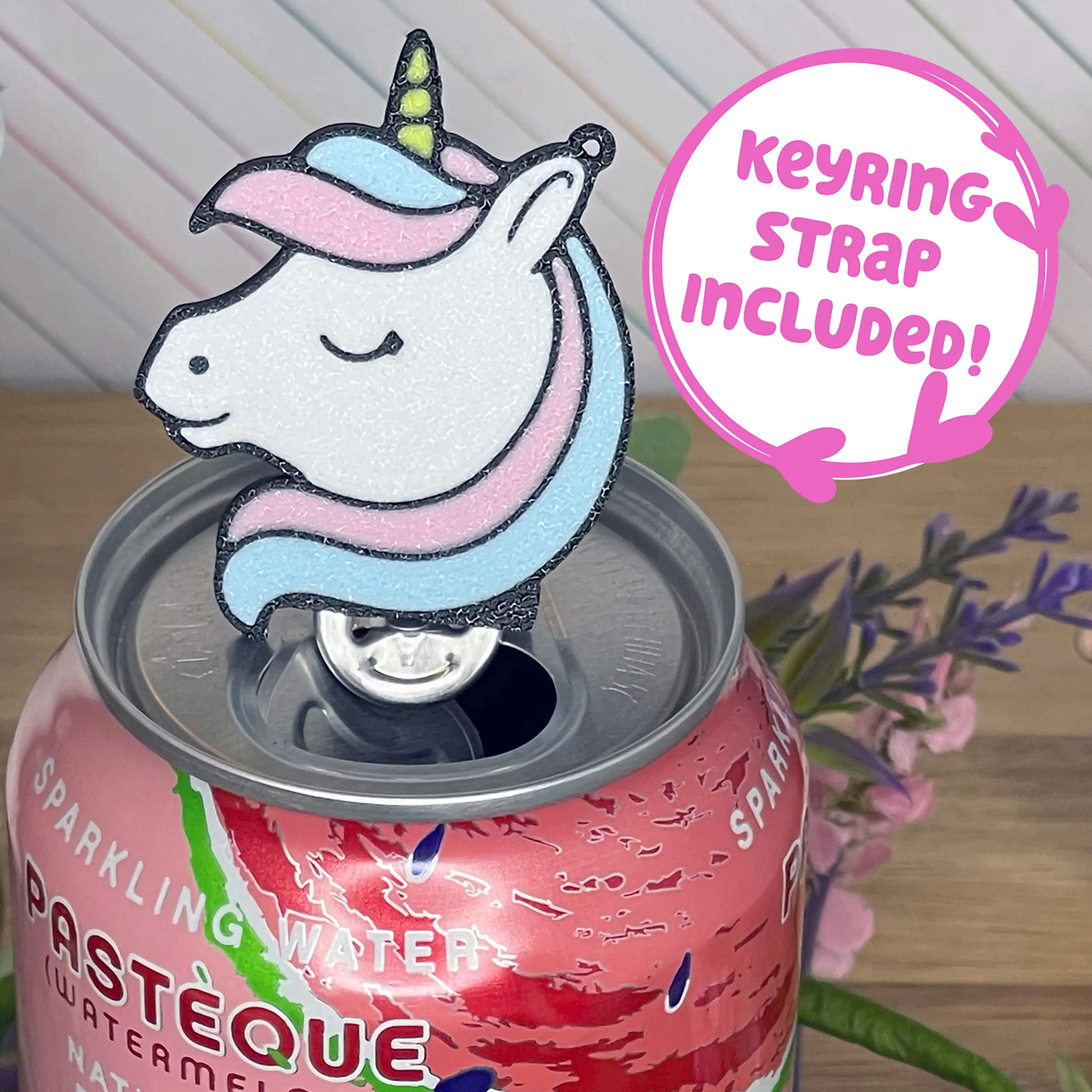 Tab Buddies Unicorn with keyring strap - Cute soda can tab opener help for kids, long nails, adaptive Kitchen Utensils Colorful