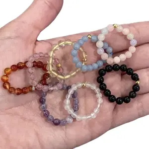 Crystal Bead Stretchy Rings elastic healing