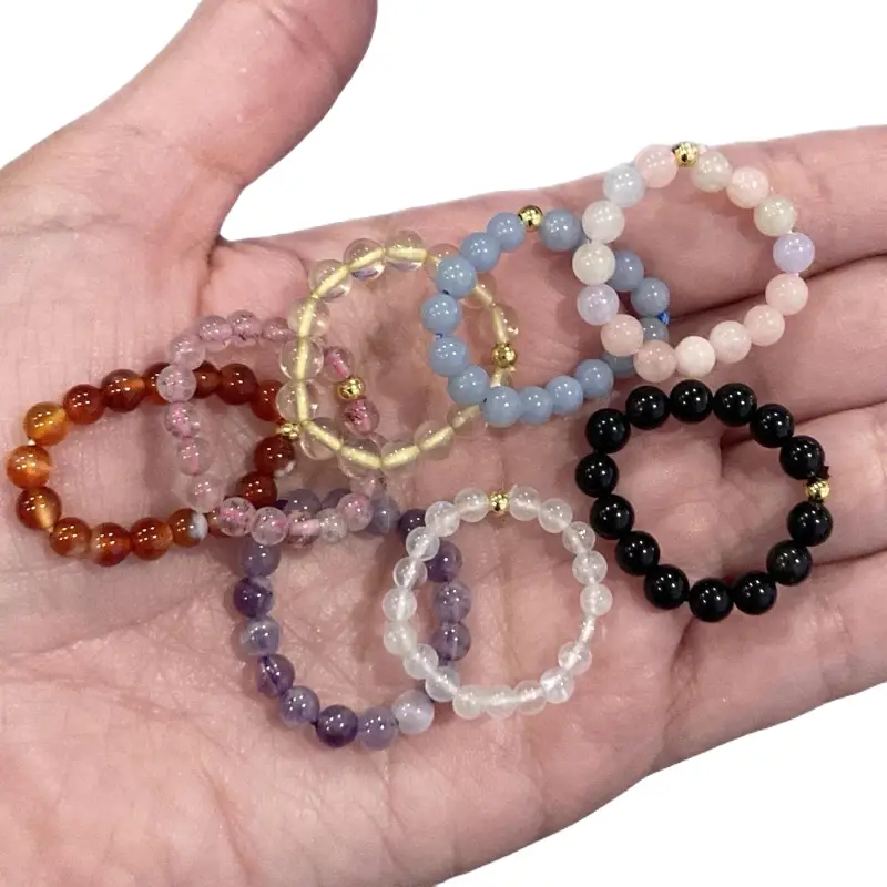 Crystal Bead Stretchy Rings elastic healing