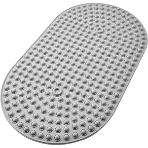Bath Mat for Tub Non Slip, Bubble Massage Anti Slip Shower Mat with 27 x 15 Inches for Easy Storage, Washable Bathtub Floor Mats for  Ages, Grey, Oval