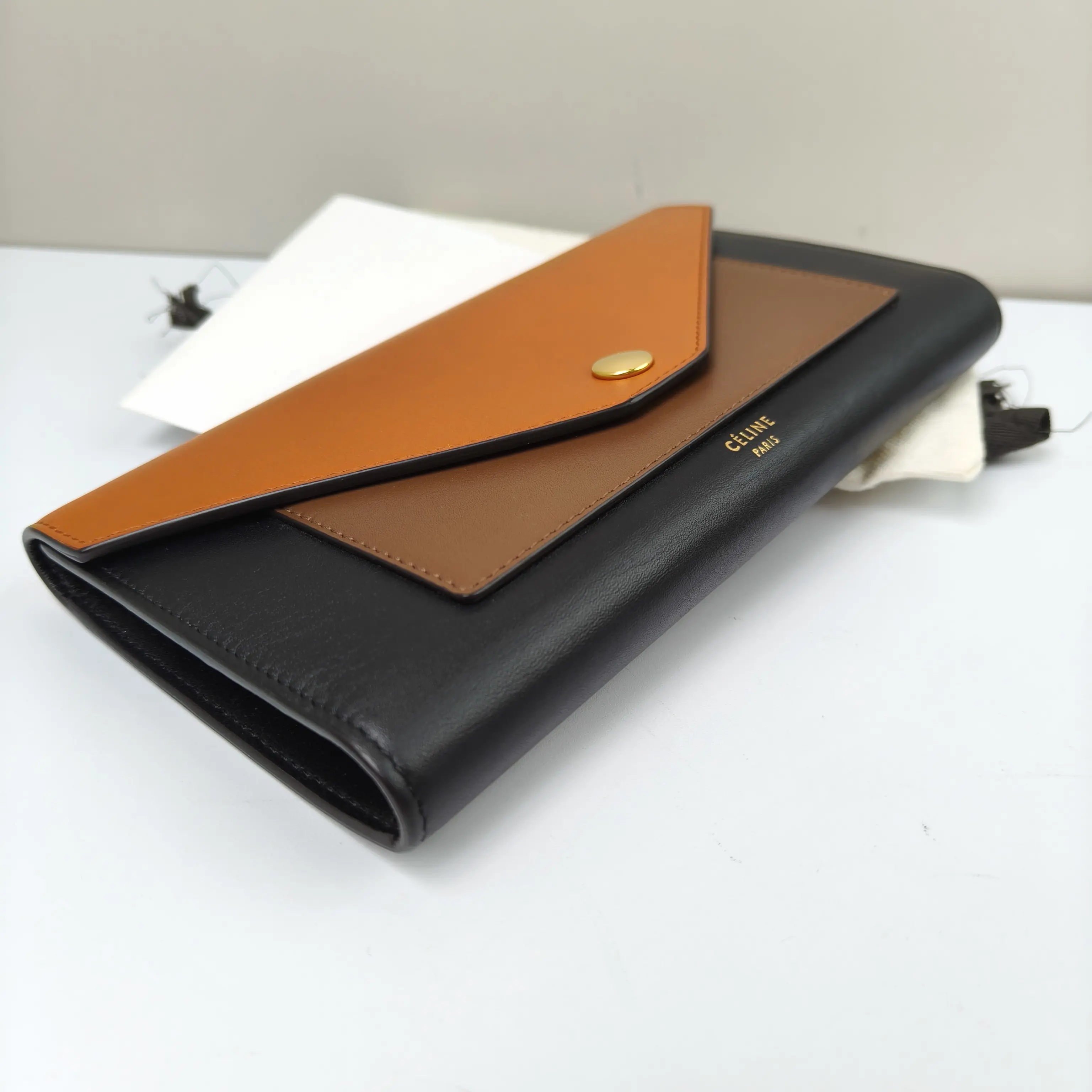 Pre-owned Celine Calfskin Wallet Pocket Envelope Flap Tri Color CPU0804