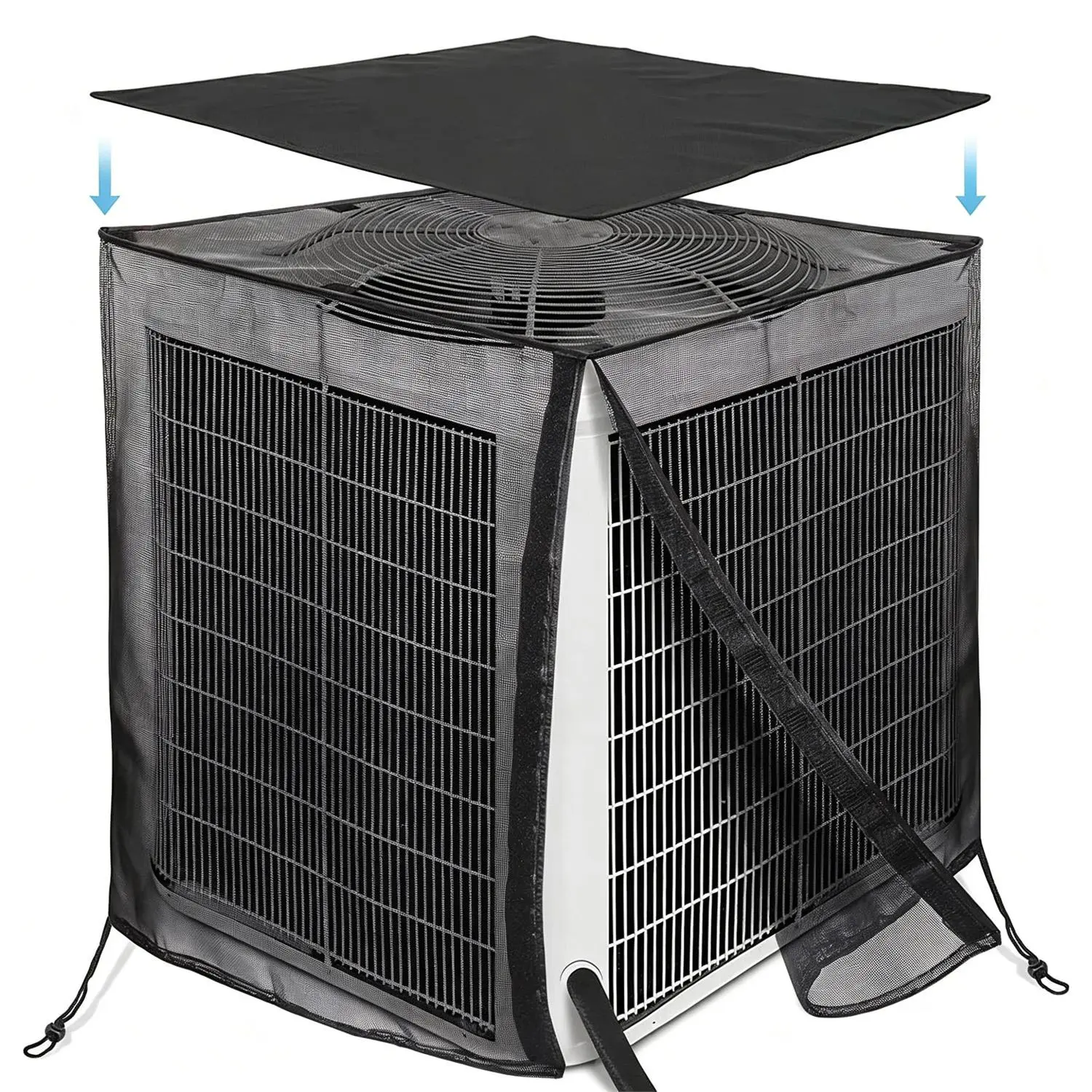 Durable Outdoor Air Conditioner Cover - Full Mesh Design with Detachable Waterproof Top,Breathable, All-Weather Protection for Central AC Units,Guards Against Leaves, Weeds, Cottonwood, and Debris