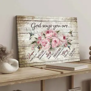 Wooden Framed Canvas Painting, Floral & Scripture Inspirational Poster, Vintage Rose Print, Modern Art Decoration, Home Decoration for Living Room, Bedroom, Office, Ornaments, Vintage Letters Print, Wood Wall Art, Modern Floral Paintings