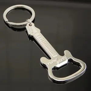 Guitar Shaped Bottle Opener Keychain Charm, Musical Instrument Design with Functional Chain Ring Attachment, Ideal Gift for Musicians & Fans
