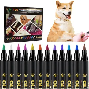 Dog Nail Polish Pens Quick Dry 12 Colors Pet Nail Polish Set for Dogs DIY Puppy Nails Dog Safe Non Toxic Odorless Easy to Apply