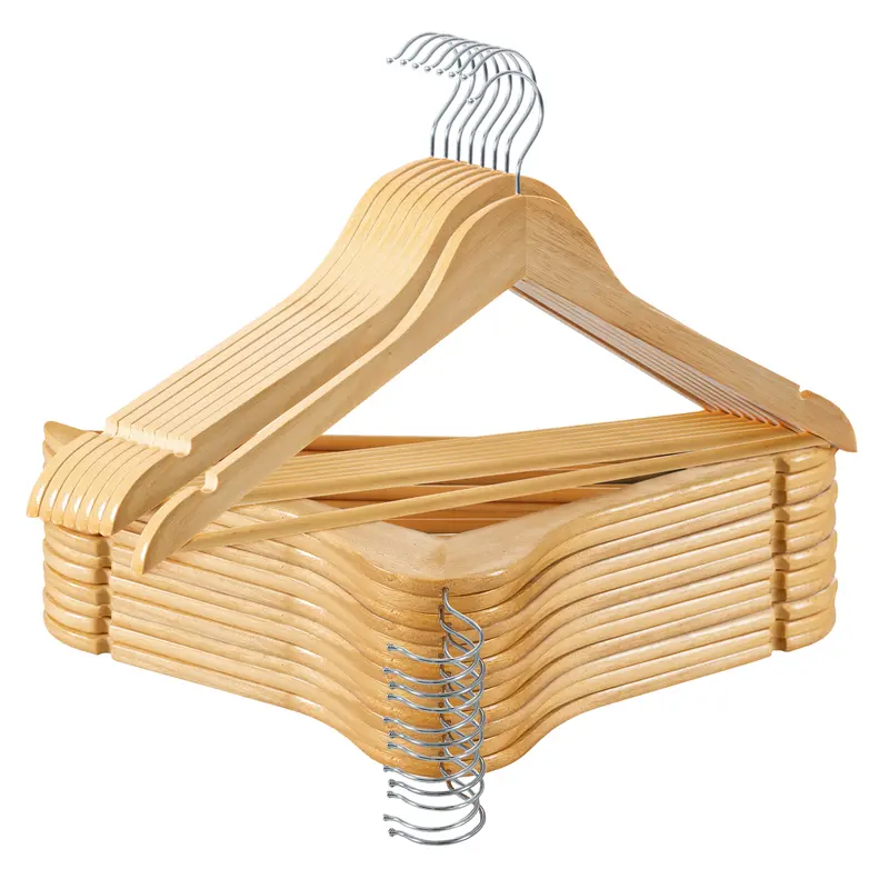 LDC LUX DECOR COLLECTION Premium Natural Wooden Hangers-Pegs - Sturdy Durable, 9.25in x 17.5in Smooth Non-Slip, Space-Saving, 20/30/40/60 Pcs Options for Coats, Dresses, Jumpers
