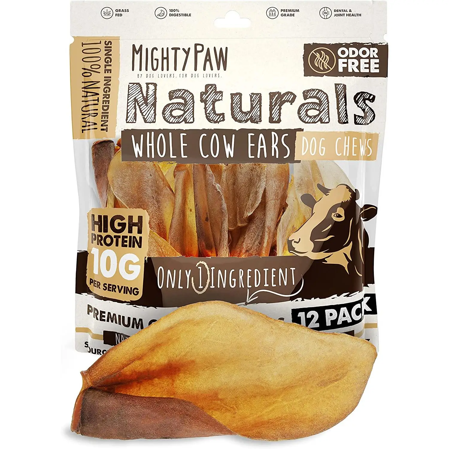 Grass-Fed Cow Ear Chews for Dogs - All-Natural & Delicious