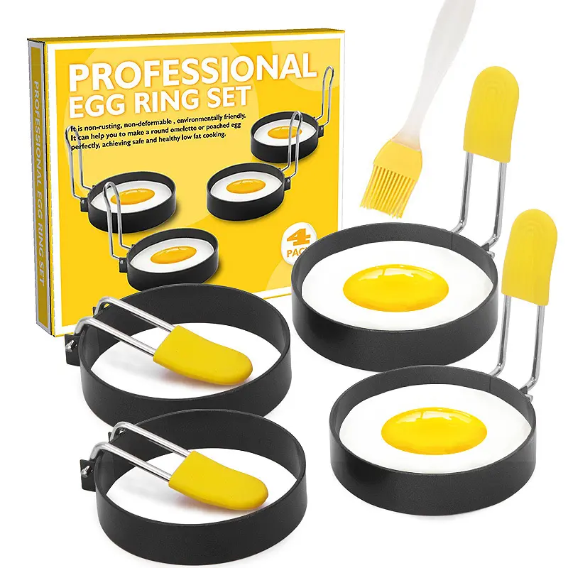 3.5" Nonstick Egg Rings Set of 4,Egg Rings for Frying,Ideal for Making Hamburgers, Fried Eggs, English Muffins, and Pancakes,Fried Egg Ring for Breakfast