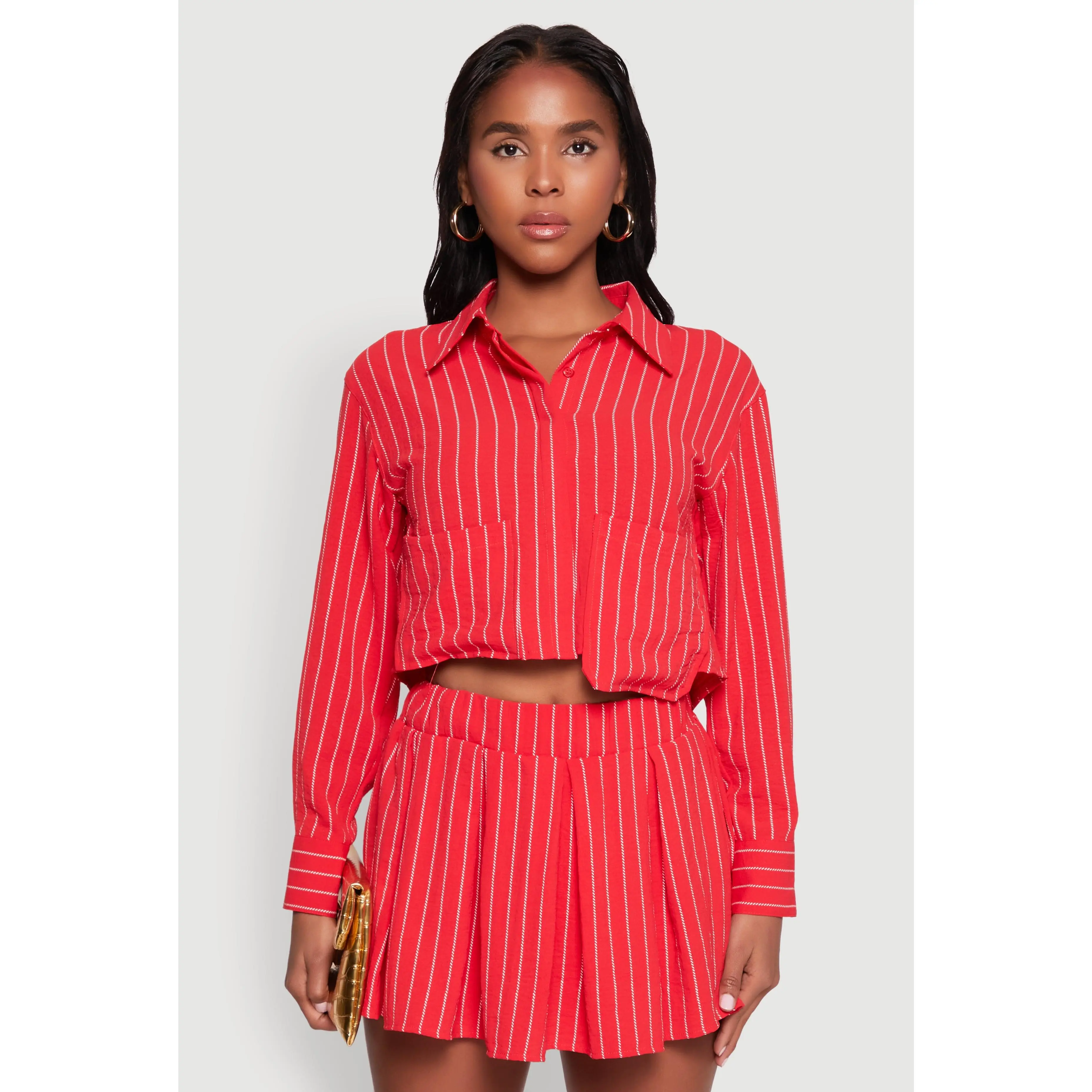 Airy Cropped Striped Shirt
