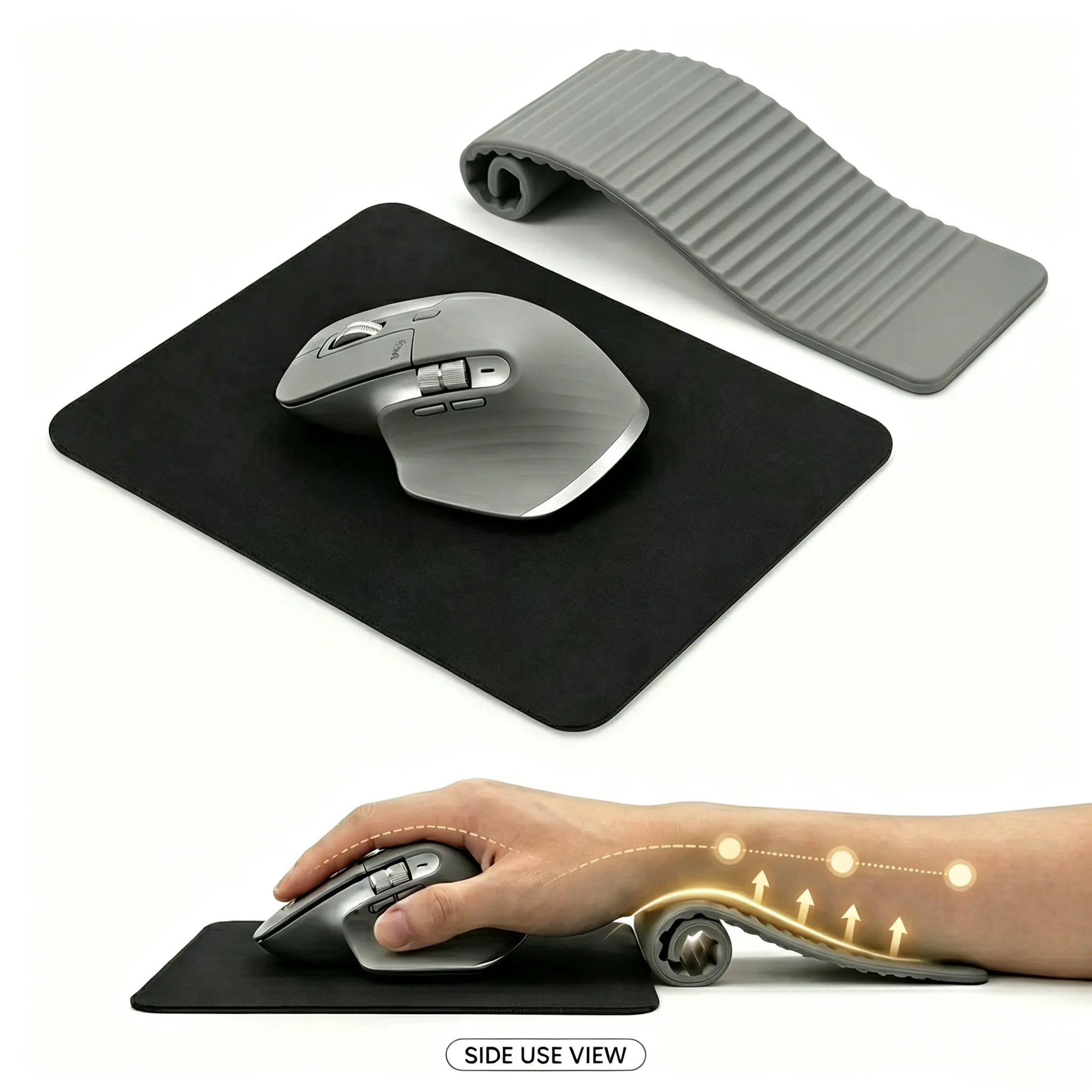 SHQDD Computer Accessories, Ergonomic Silicone Wrist Rest, Bendable & Anti-Slip, Keyboard Mouse Support, Summer Desk Setup, Stay-Cool Aluminum Core Pad