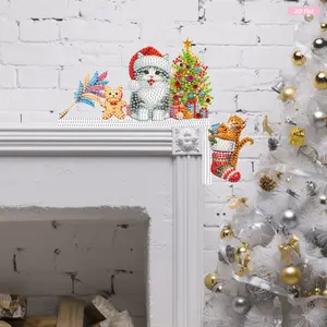 Wooden Christmas DIY Diamond Painting Tool - Handmade Mosaic Rhinestone Door Frame Corner Sign, Top Door Topper Decoration for Party, Room Gift Ornament