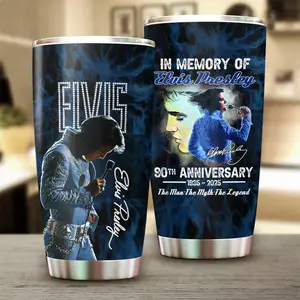 Elvis Presley 90th Anniversary 20oz Tumbler, In Memory of Elvis Travel Mug, Rock Legend Fan Gift
