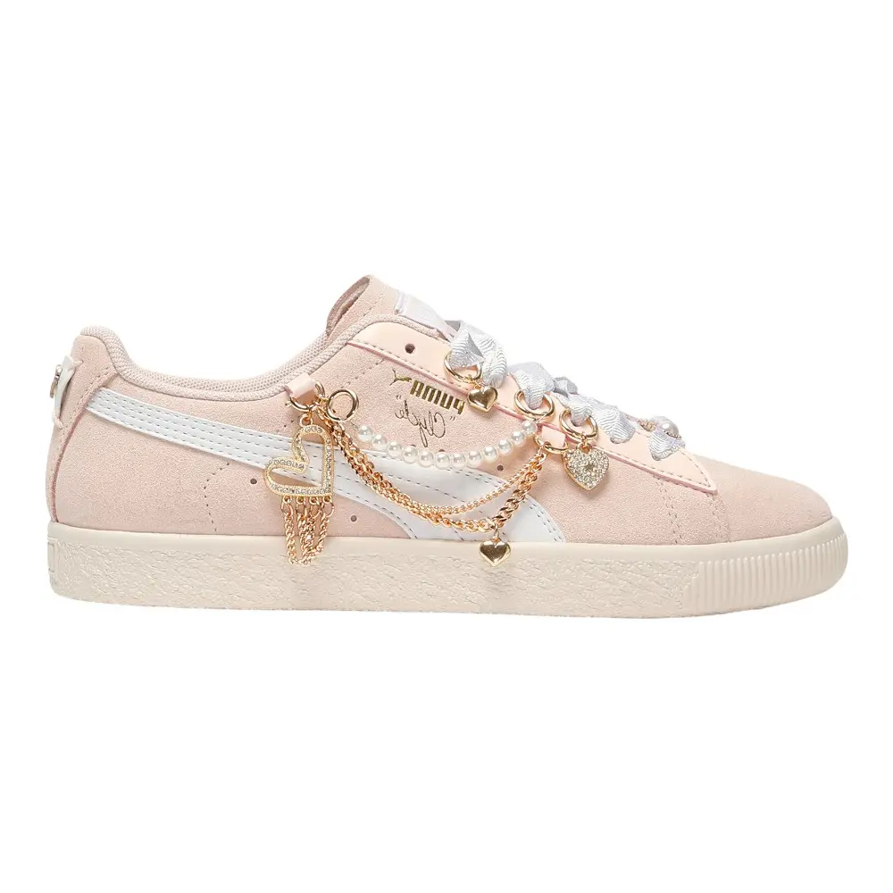 PUMA Womens Clyde Charm Lace Up Sneakers Shoes Casual - Pink