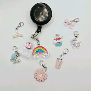 Cute Badge Reel Charms Accessory Add On Animals•Flowers•Crosses•Western•Sea-Ocean Designs for Personalization