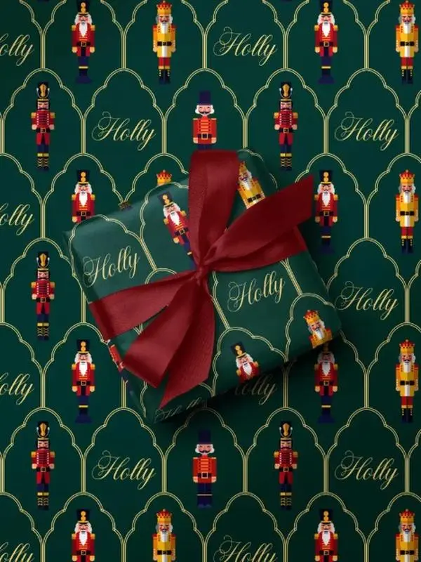 Nutcracker Wrapping Paper Green Christmas Gift Wrappig Paper Personalized Gift Wrapping Paper Nutcracker Christmas Wrapping Paper Elegant