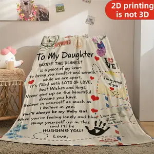 Heartfelt Message Flannel Blanket with Love Symbols and Handprints for Loved Ones - Design,  Ideal for All Seasons in Bedroom, Living Room, Sofa, Camping - Perfect Gift for Special Occasions