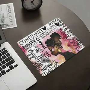 Bohemian Watercolor Empowering Women, Religion Encourages Black Women Square Mouse Pad, Desktop Decorative Protective Pad, Rubber Anti-slip Lockedge Work Pad, Small Size Suitable for Laptop, Desktop Computer Games, Gaming Mousepad, Non slip mousepad