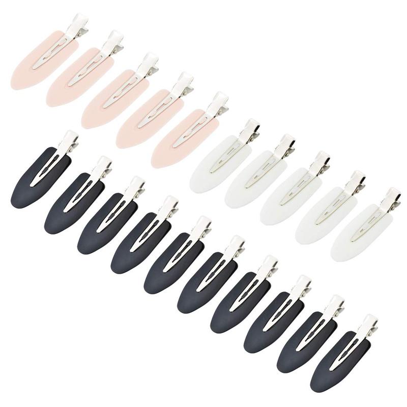 Valentine's Day Gift 24 Pcs No Bend Hair Clips, Creaseless Pin Curl Clips for Hairstyling, Bangs, Finger Waves, Makeup Application, Hairdressing, and Styling in Black For Girls
