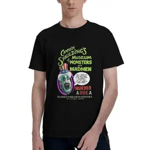 Men's Retro Graphic T-shirt-Designed by Captain Spaulding Monster Museum, Comfortable Cotton Crew Neck Short Sleeve T-shirt, Menswear Top