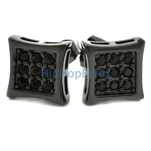 Kite Small Black CZ Micro Pave Earrings