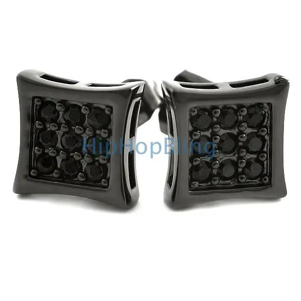 Kite Small Black CZ Micro Pave Earrings