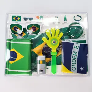 Brazil fan gift box,2026 football match，6-in-1 kit， Fan Cheer Set - Soccer, Fans, Stadium Cheer Props, Party Set, including Scarf, Sunglasses, Wristband, Flag, Face Paint, and Clapper - Sports Event Props, Suitable for Stadiums, Festival Parties, and Home