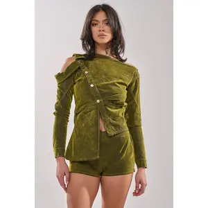 YOUR TIME IS COMING VELVET DENIM BLOUSE