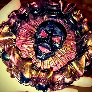 Resin Red & Black Skull Ashtray Gothic Accessory