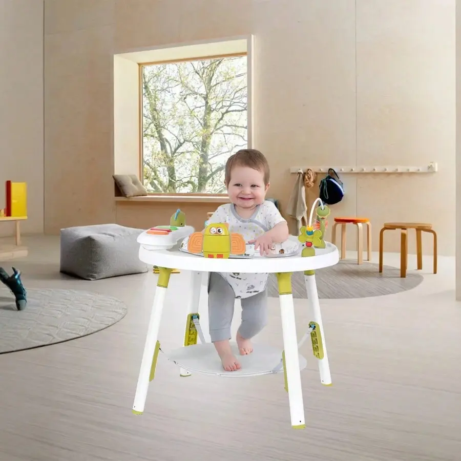 3-in-1 Baby Activity Center & Interactive Play Table - Grow With Me 3-Stage Convertible Walker & Learning Table for 4-36 Months, Multi-Sensory Music & Light Toy Station for Toddlers