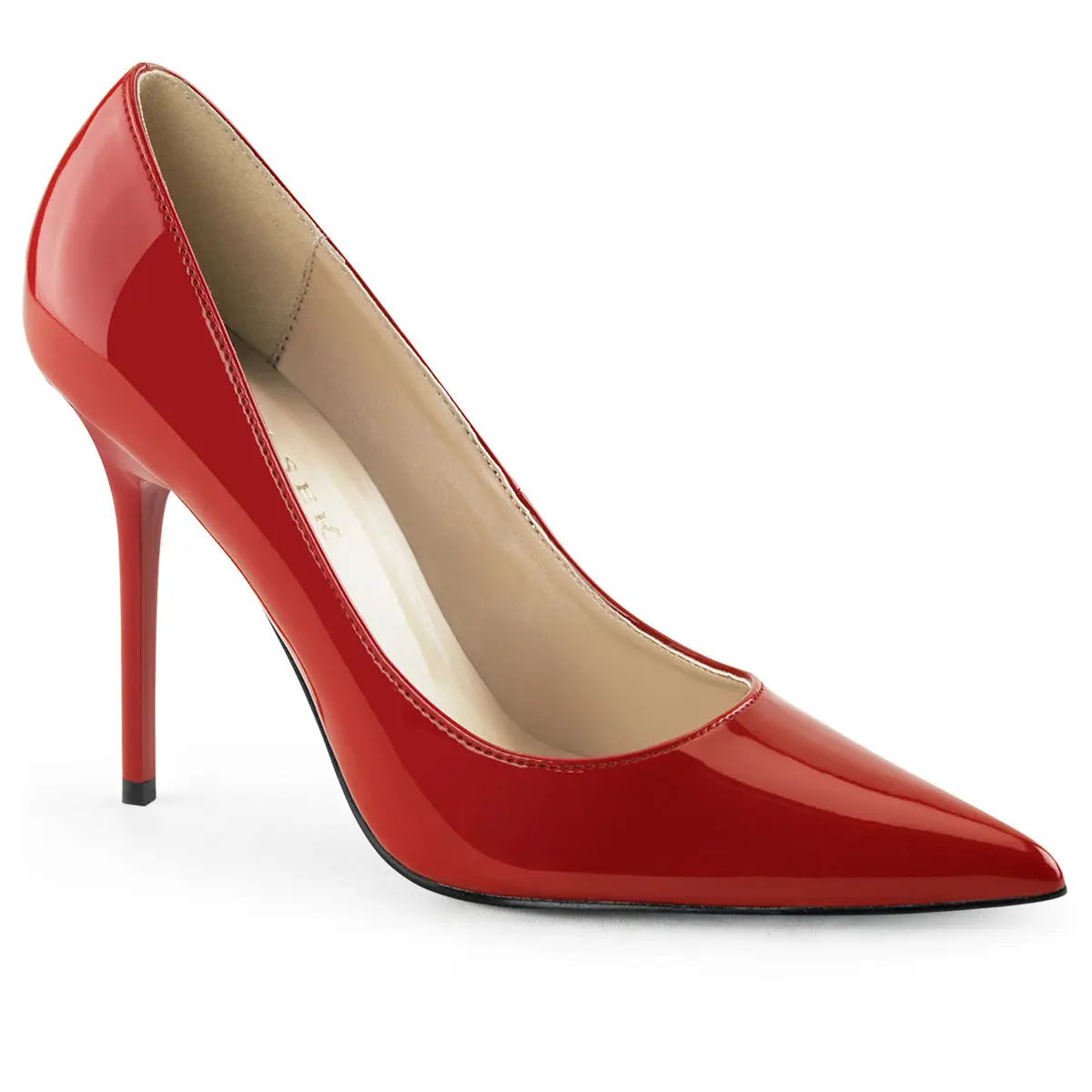 Women's Pointed-Toe Pumps in Glossy Patent Leather, Sleek Fashion High Heel Footwear with a 4" (10.2cm) Heel, Classic, Stylish, Shoe, Elegant, 4 In, Red Patent