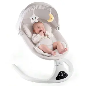 5-in-1 Electric Baby Rocking Chair - Remote Control, 5-Speed Auto Swing, Detachable Portable Seat, Auto Rocking for 0-12 Months (20lbs), Perfect for Indoor/Outdoor, Gray