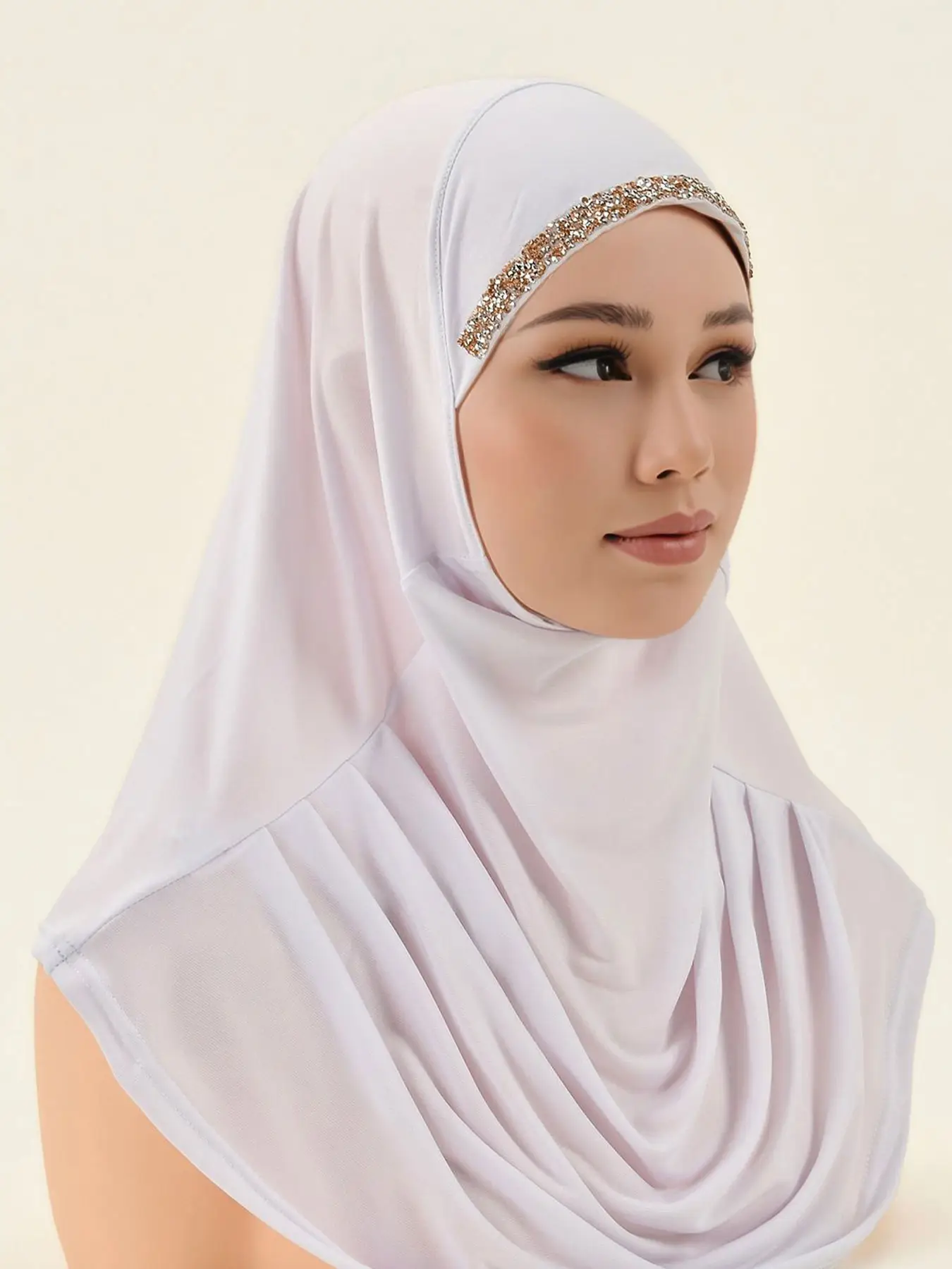Muslim Head Scarf Cover, Soft Breathable Crystal Fabric, Convenient Easy Wear Design, Elegant Plain Pattern, Perfect for Daily Use, Modest Hijab