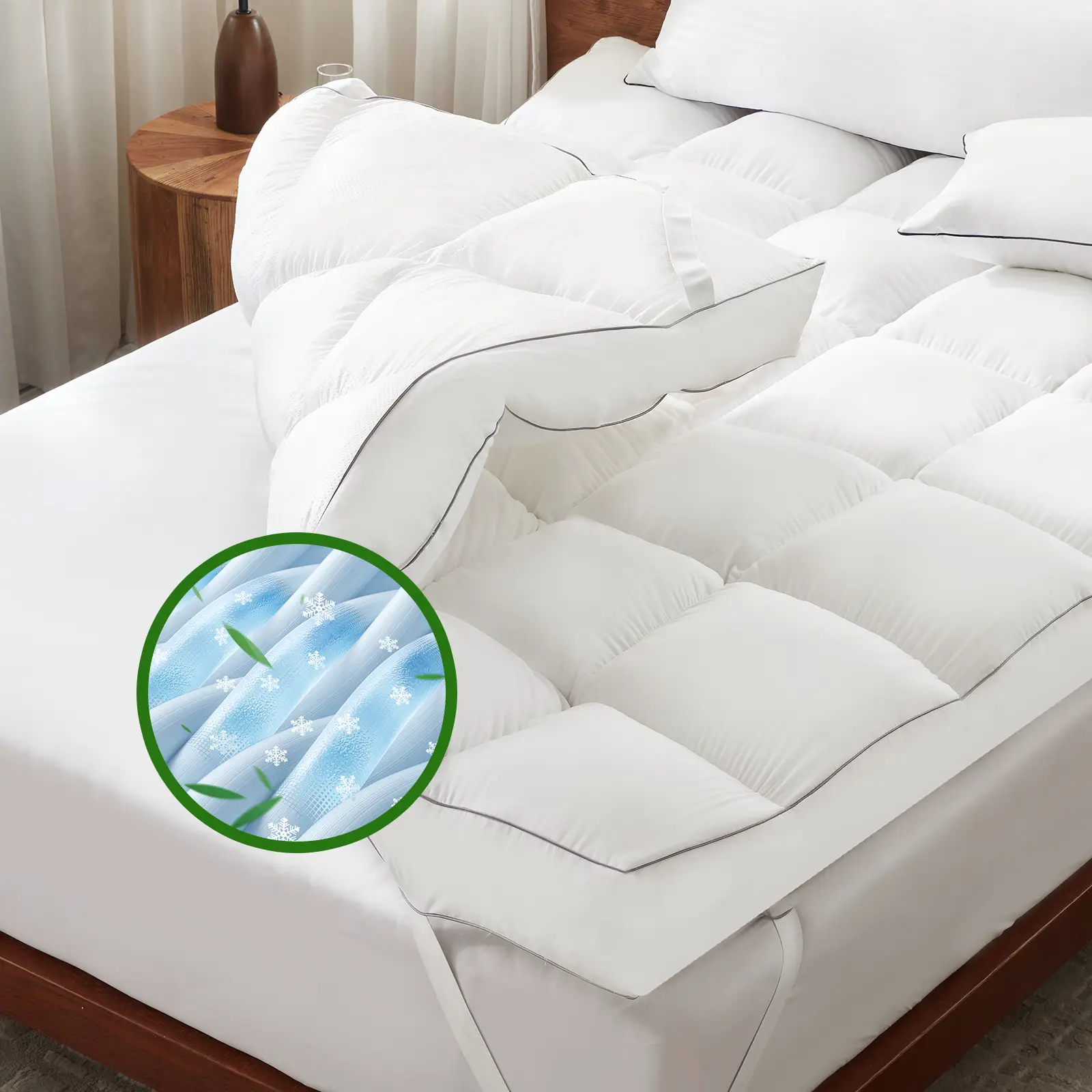 Cosybay 3 Inch Memory Foam Mattress Topper Queen Size for Back Pain Relief, Filled with 1700GSM Luxury Density Premium High-Resilience Memory Foam coo