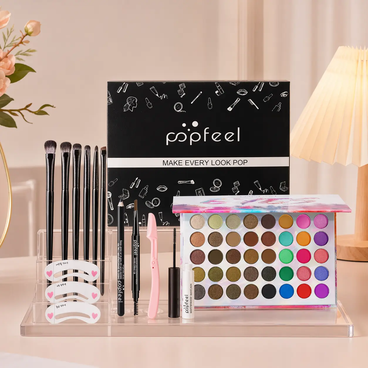 Complete Eye Makeup Collection Long Lasting Matte Waterproof Blendable Eyeshadow Transferproof Sweatproof Brow Pencil Non Caking Quick Dry Mascara Beginner Friendly Cosmetic