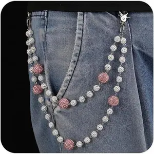 Hip Hop Wallet Chain for Men Jeans Pocket Belt Chain Disco Rhinestone Beads Hip Hop Jewelry Gifts Goth Accessories for Men