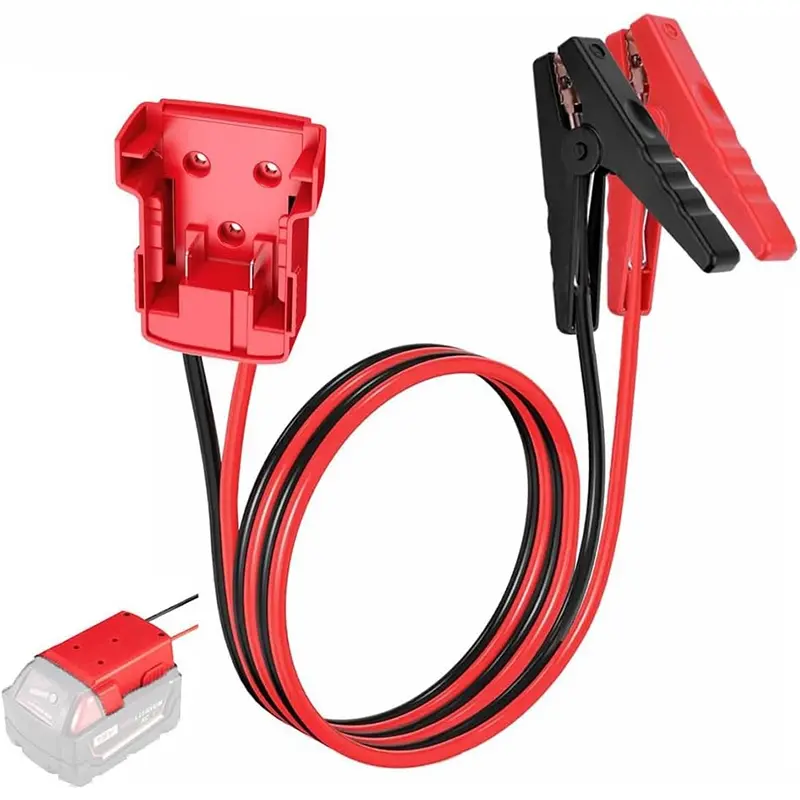 Portable Cross-Start Cable Car Auxiliary Starter Jump Wire Clamp, Lithium Battery DIY to 2.1 Dc Head Power Socket Adapter, 8awg Tin Plated Copper Line, Car Power Bank Jumper
