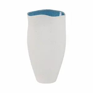 Sagebrook Home 21581-02 15 x 8 in. Textured Organic Vase Reactive Inside, White