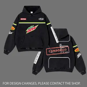 Mountain Dew Racing Sport Racing Retro Acid Washed Hoodie Motor World Champion Enthusiast Apparel Streetwear Racing Team Super Motorsports Clothing Motobike Riders Supermotor Off-Road Dirt Bike Fan Gear Cotton For Motor Fan