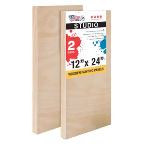 Unfinished Cradled Wood Panels for Painting, 2 Pack of 12x24 inch - Studio Birch Wooden Canvas Boards 3/4" Deep - Mixed-Media Craft, Acrylic, Oil, Encaustic, Paint Pouring Panel Board