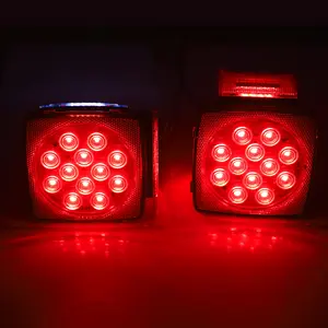 12V Magnetic Mount LED Trailer Lights - Submersible Square Tail Lights with Strong Magnet for Boat Truck RV | Waterproof