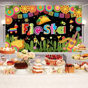 Colorful Fiesta Party Decoration Set, Includes Cactus & Taco Design, Perfect for Cinco De Mayo Celebrations, Ideal for Indoor/outdoor Use