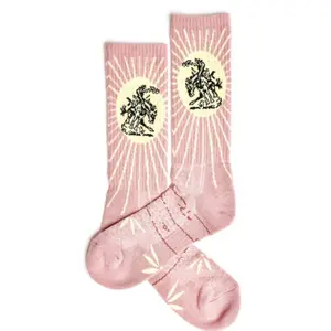 Lucky Chuck Fringe Bucking Dusty Pink Performance Crew Sock