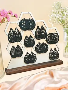 Hollow Out Design Wooden Earrings, Vintage Style Earrings for Women & Girls, Fashion Jewelry for Party, Daily Decor, Trendy All-match & Exquisite Jewelry for Birthday Gift