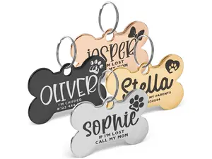 Dog & Cat Name Engraved ID Tag - Personalized in 5-Shapes