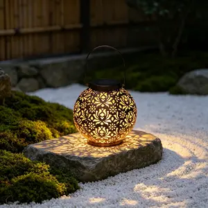 Vintage Floral Solar Lantern - Waterproof Hanging Light for Patio & Garden Decor