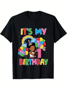 Gracie's Corner 1st Birthday One Years Old Graphic Tees Casual Men's Top Vintage Funny T-shirt Crewneck Breathable