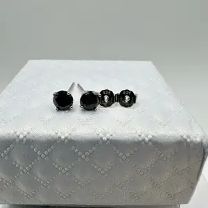 Black Onyx Round Earrings in 925 Sterling Silver – 5mm & 6mm | Unisex  Jewelry